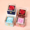 BTN Rotating Rose Jewelry Gift Box – Preserved Flower & Drawer for Rings & Earrings - Baby Time Now