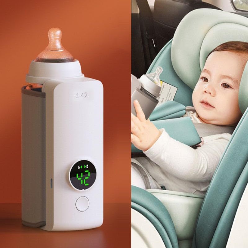 Portable USB baby bottle warmer with adjustable sleeve – rechargeable travel milk heater for plastic and glass bottles
