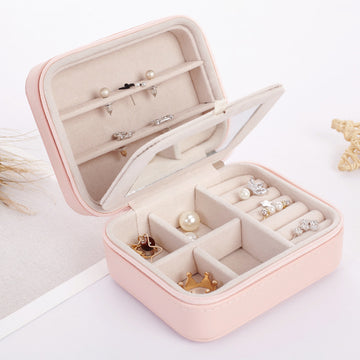 BTN Women’s Mini Jewelry Box – Travel Organizer for Earrings, Rings & Makeup – Portable Zipper Case - Baby Time Now