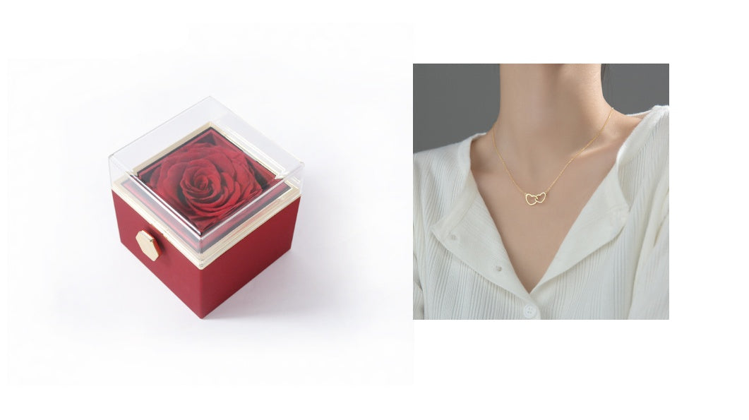 BTN Rotating Rose Jewelry Box – Elegant Acrylic Gift Box for Rings & Earrings - Baby Time Now
