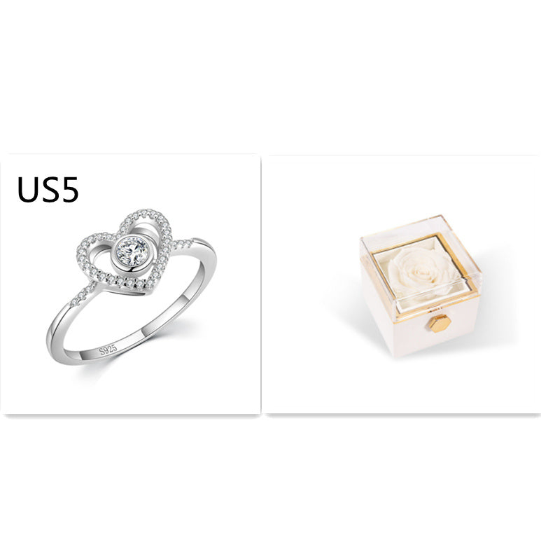 BTN Rotating Rose Jewelry Box – Elegant Acrylic Gift Box for Rings & Earrings - Baby Time Now