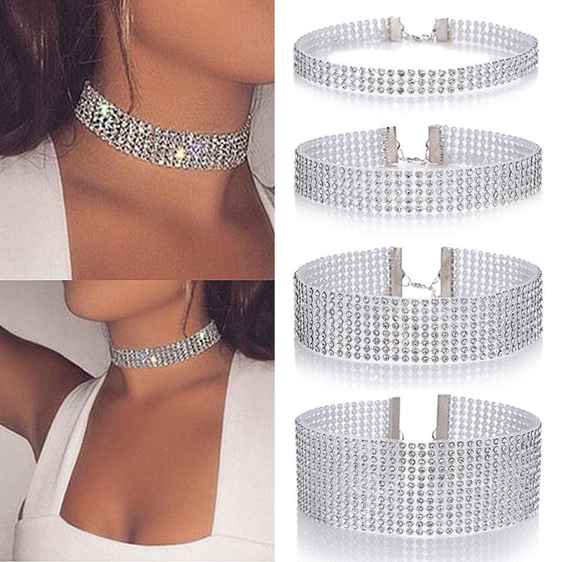 BTN Crystal Rhinestone Choker Necklace – Women’s Wedding & Party Jewelry - Baby Time Now