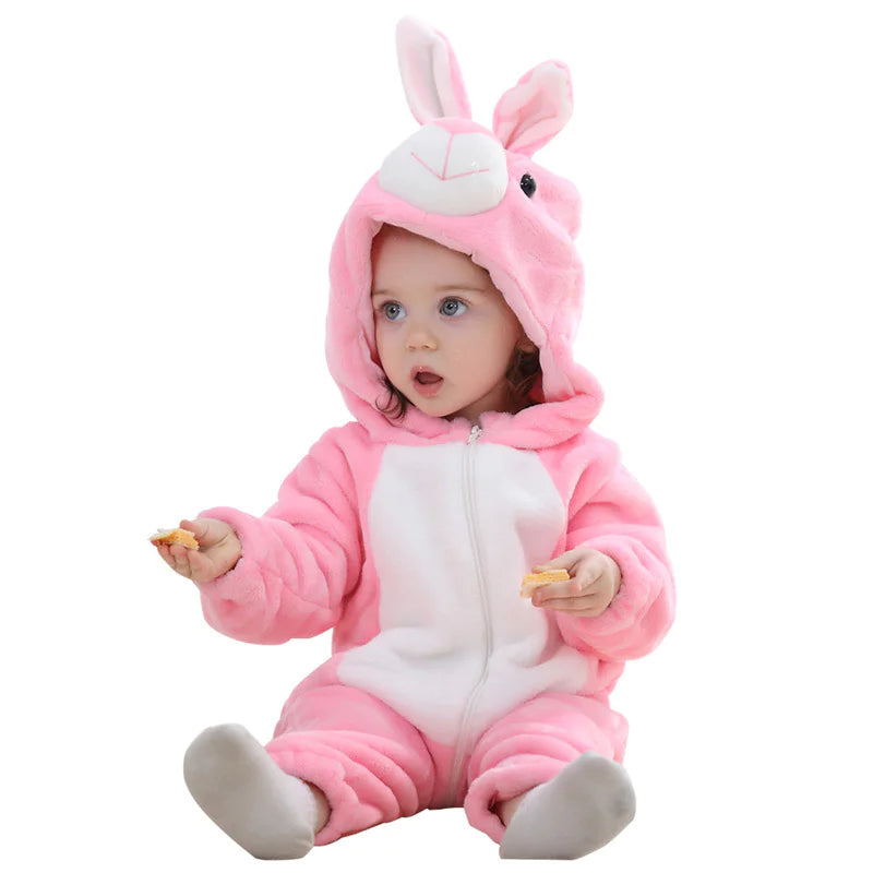 Baby Jumpsuit Newborn Flannel Animal Romper - Baby Time Now