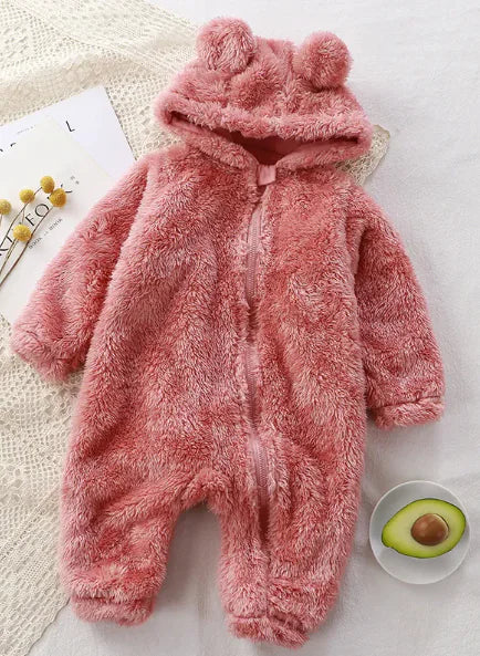 Baby Plush Winter One-Piece Romper - Baby Time Now