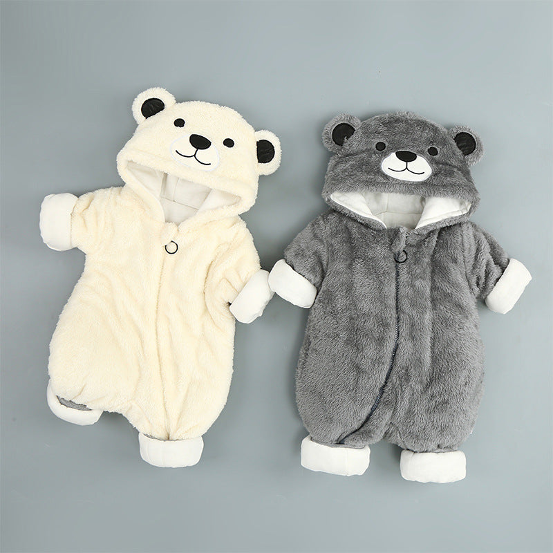 BTN Baby Cotton Hooded Onesie – Thick Winter Jumpsuit for Infants & Toddlers - Baby Time Now