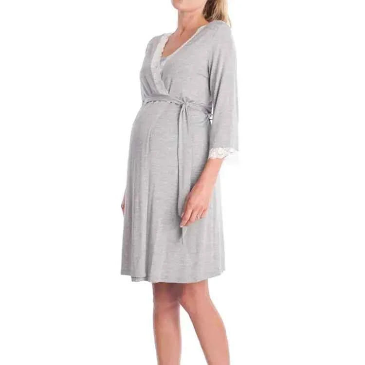 Maternity Nightdress for Pregnant Women – Soft V-Neck Sleepwear with Petal Sleeves & A-Line Skirt | S–XXL | 6 Colors