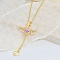 BTN Cupid Heart Angel Wings Necklace – Crystal Pendant with Tassel for Women - Baby Time Now