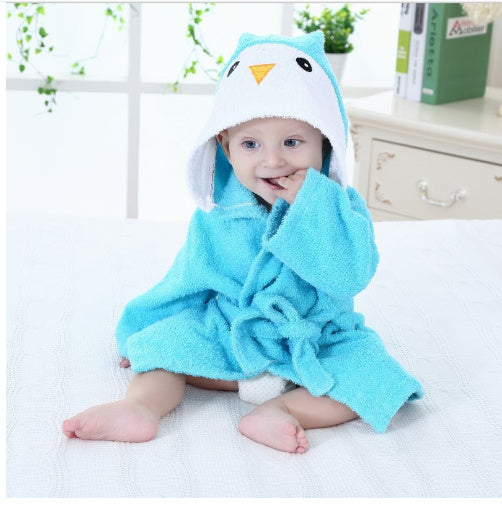 BTN-Children’s Hooded Animal Bathrobe – Soft Cotton Baby & Toddler Towel Robe - Baby Time Now