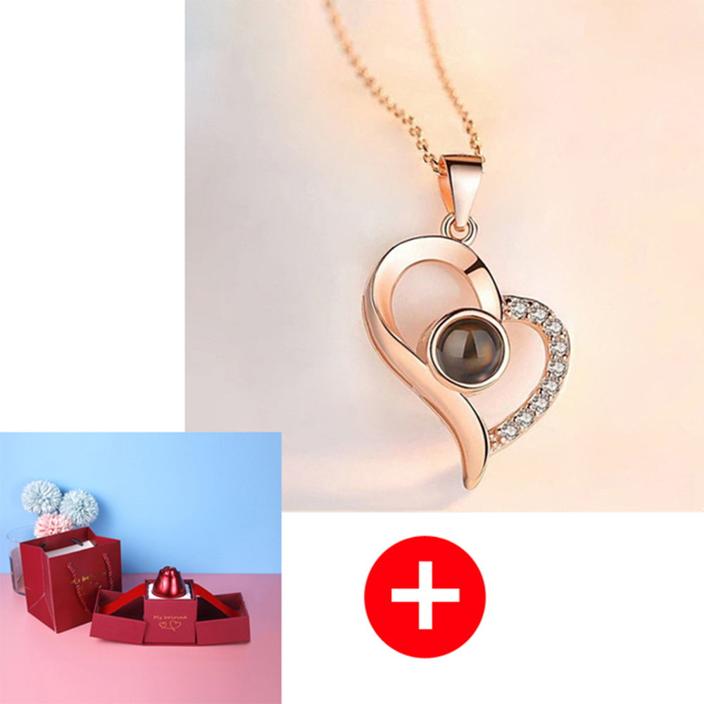 BTN Metal Rose Jewelry Gift Box with Crystal Necklace – Valentine’s & Wedding Gift - Baby Time Now