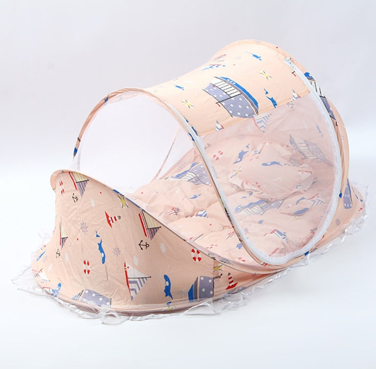 BTN Foldable Baby Bed Net with Pillow – Portable 2 Piece Set for Infant Comfort - Baby Time Now