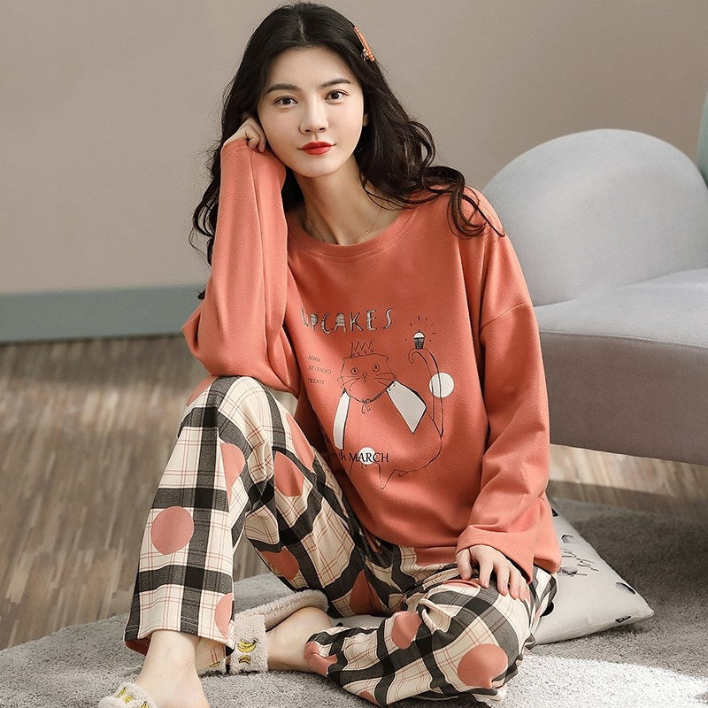 BTN Pajamas Set Women Cute Cartoon Print Sleepwear 2 Piece Lounge Sets - Baby Time Now