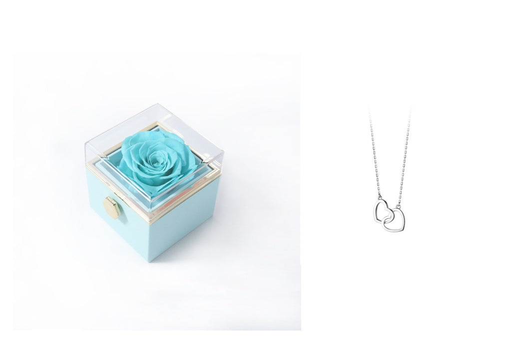 BTN Rotating Rose Jewelry Box – Elegant Acrylic Gift Box for Rings & Earrings - Baby Time Now