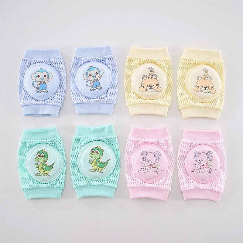 Children’s Breathable Mesh Knee Pads – Crawling & Walking Safety Elbow Pads, Cute Animal Designs (14×10cm, Ages 0–4)