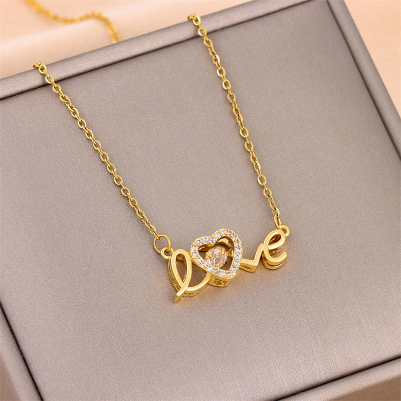 BTN Titanium Steel Love Necklace – Women’s Fashion Jewelry Gift for Valentine’s Day - Baby Time Now
