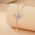 BTN Cupid Heart Angel Wings Necklace – Crystal Pendant with Tassel for Women - Baby Time Now