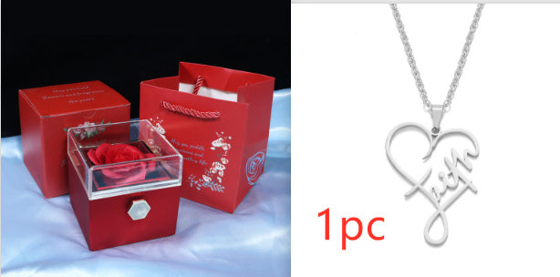 BTN Rotating Rose Jewelry Gift Box – Preserved Flower & Drawer for Rings & Earrings - Baby Time Now