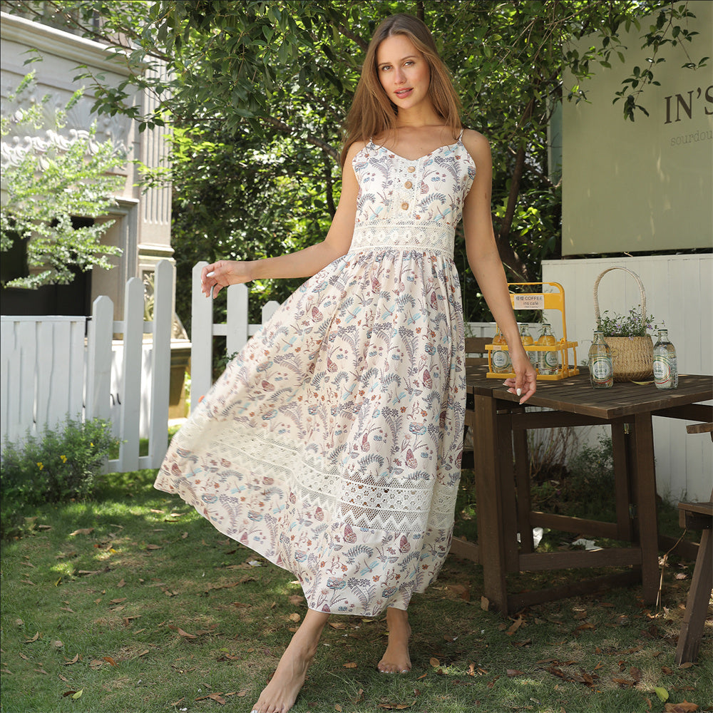 Sleeveless Floral Suspender Dress – Lightweight Summer Style for Women, M–XXL - Baby Time Now