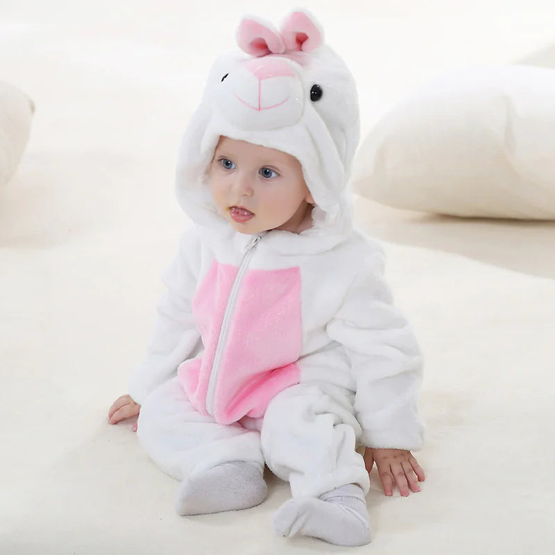 Baby Jumpsuit Newborn Flannel Animal Romper - Baby Time Now