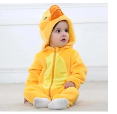 Baby Jumpsuit Newborn Flannel Animal Romper - Baby Time Now