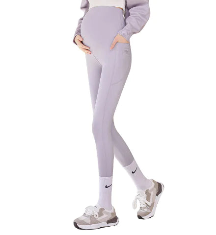 Adjustable Waist Maternity Leggings for Pregnant Women – Soft, Stretchy Shark Skin Fabric in Black, Silver Gray, Dark Gray, and Cream, Sizes M to XL