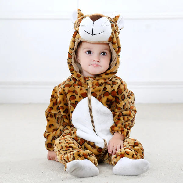 Baby Jumpsuit Newborn Flannel Animal Romper - Baby Time Now