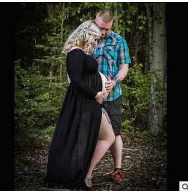 Pregnant Women’s Chiffon Maternity Photoshoot Dress – Flowing Maxi Portrait Gown for Baby Shower & Pregnancy Style