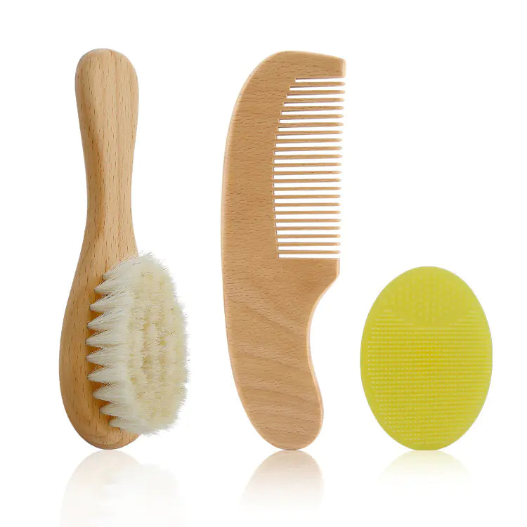 Baby Wool Brush Set for Baby Shower and Grooming - Baby Time Now