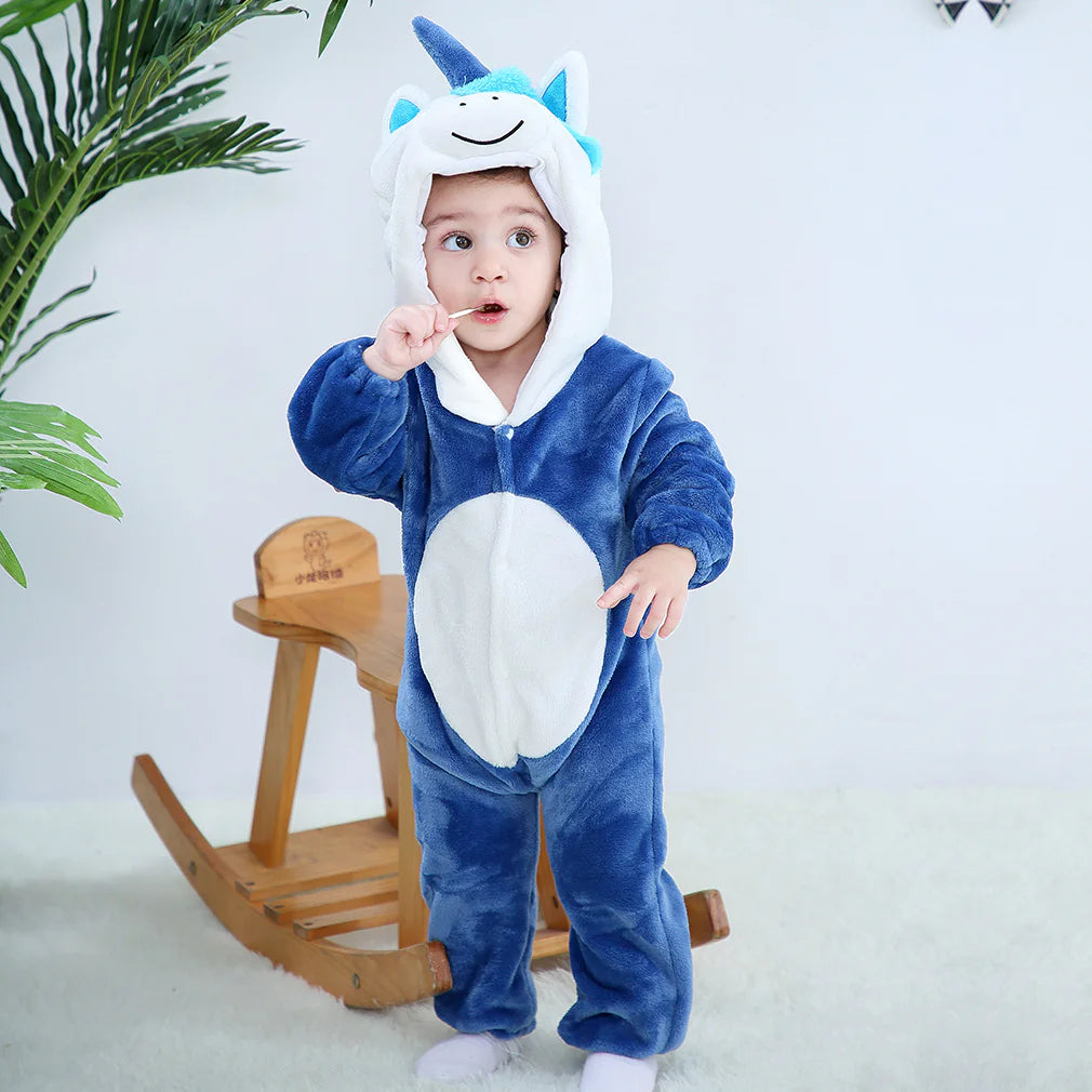 Baby Jumpsuit Newborn Flannel Animal Romper - Baby Time Now