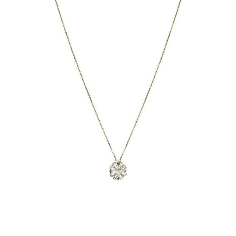 BTN Retro Folding Heart Clover Pendant Necklace – Magnetic 4-in-1 Love & Luck Jewelry - Baby Time Now