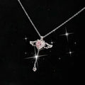 BTN Cupid Heart Angel Wings Necklace – Crystal Pendant with Tassel for Women - Baby Time Now