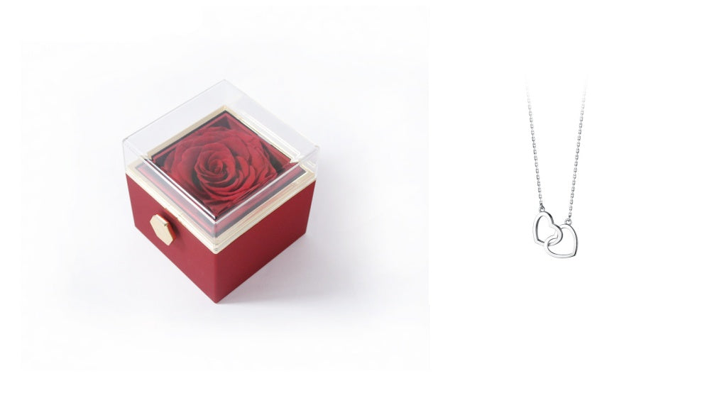 BTN Rotating Rose Jewelry Box – Elegant Acrylic Gift Box for Rings & Earrings - Baby Time Now