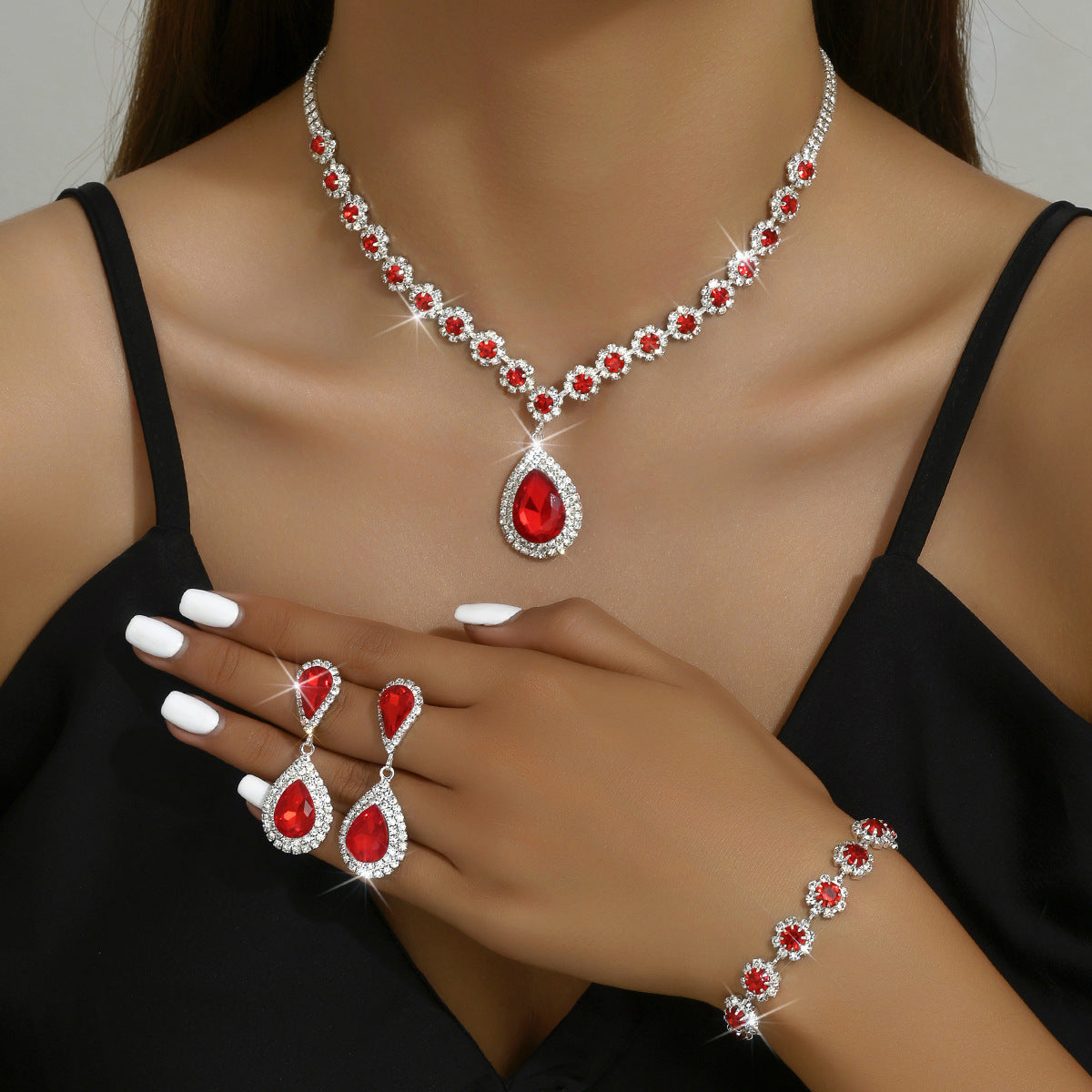 BTN Bridal Jewelry Set – Necklace, Earrings & Bracelet | Wedding & Party Jewelry - Baby Time Now