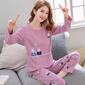 BTN Pajamas Set Women Cute Cartoon Print Sleepwear 2 Piece Lounge Sets - Baby Time Now