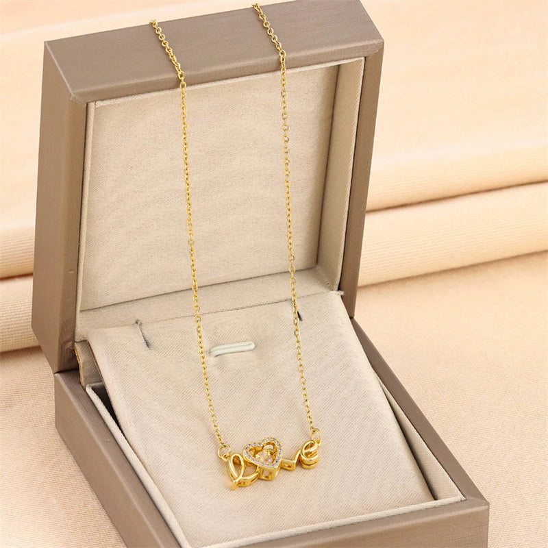 BTN Titanium Steel Love Necklace – Women’s Fashion Jewelry Gift for Valentine’s Day - Baby Time Now