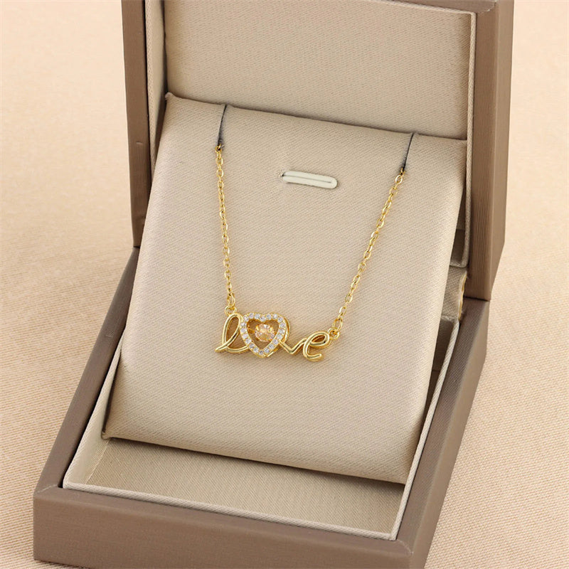 BTN Titanium Steel Love Necklace – Women’s Fashion Jewelry Gift for Valentine’s Day - Baby Time Now