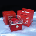 BTN Rotating Rose Jewelry Gift Box – Preserved Flower & Drawer for Rings & Earrings - Baby Time Now