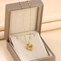 BTN Double-Layer Love Necklace – Rhinestone Titanium Steel Heart Pendant for Women - Baby Time Now