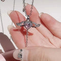 BTN Cupid Heart Angel Wings Necklace – Crystal Pendant with Tassel for Women - Baby Time Now