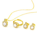 BTN Zircon Gem Jewelry Set – Gold Necklace, Earrings & Ring for Women - Baby Time Now