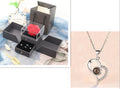 BTN Metal Rose Jewelry Gift Box with Crystal Necklace – Valentine’s & Wedding Gift - Baby Time Now