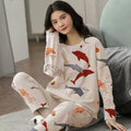 BTN Pajamas Set Women Cute Cartoon Print Sleepwear 2 Piece Lounge Sets - Baby Time Now
