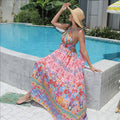 BTN Women’s Floral Large Hem Dress – Elegant Red Maxi Style in Sizes M–XXL - Baby Time Now