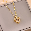 BTN Double-Layer Love Necklace – Rhinestone Titanium Steel Heart Pendant for Women - Baby Time Now