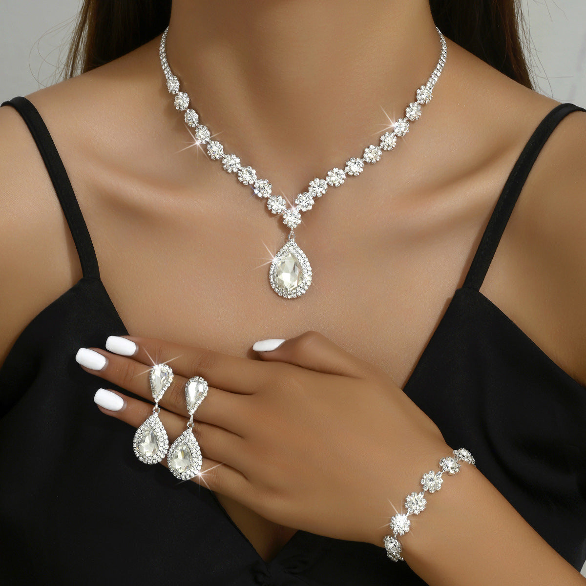BTN Bridal Jewelry Set – Necklace, Earrings & Bracelet | Wedding & Party Jewelry - Baby Time Now