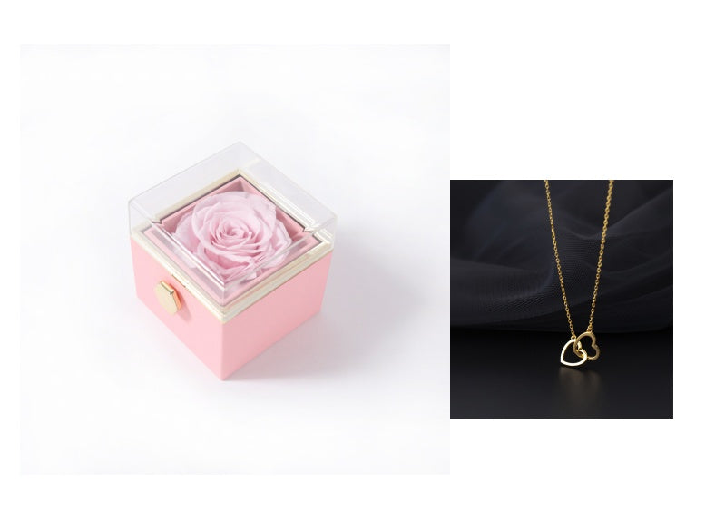 BTN Rotating Rose Jewelry Box – Elegant Acrylic Gift Box for Rings & Earrings - Baby Time Now