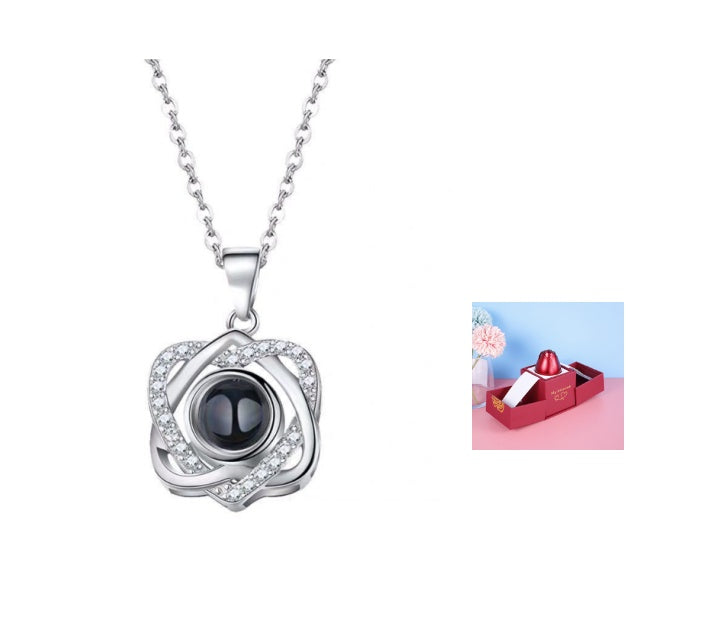 BTN Metal Rose Jewelry Gift Box with Crystal Necklace – Valentine’s & Wedding Gift - Baby Time Now