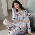 BTN Pajamas Set Women Cute Cartoon Print Sleepwear 2 Piece Lounge Sets - Baby Time Now
