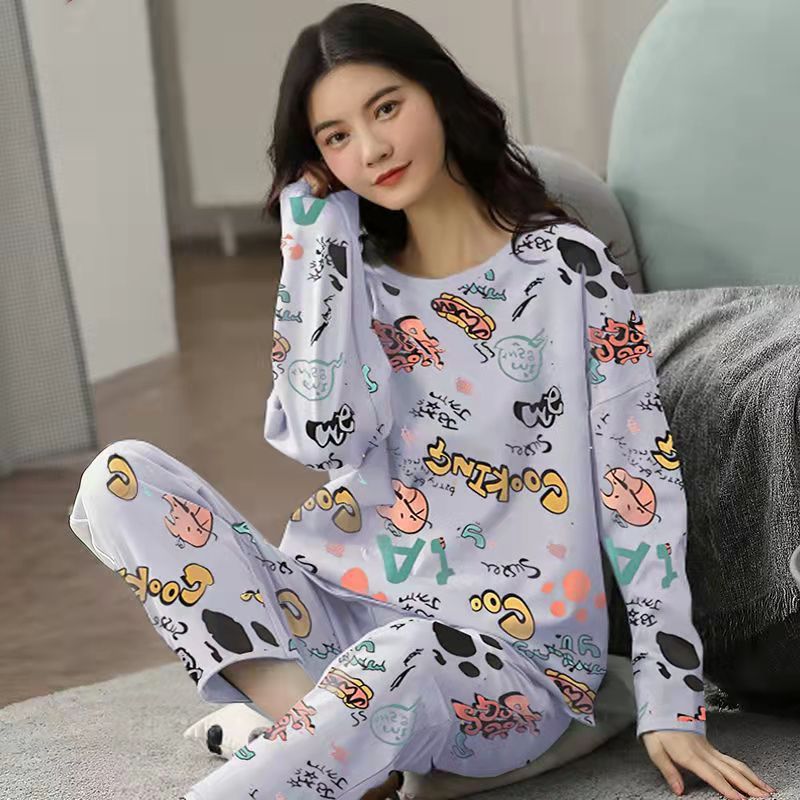BTN Pajamas Set Women Cute Cartoon Print Sleepwear 2 Piece Lounge Sets - Baby Time Now