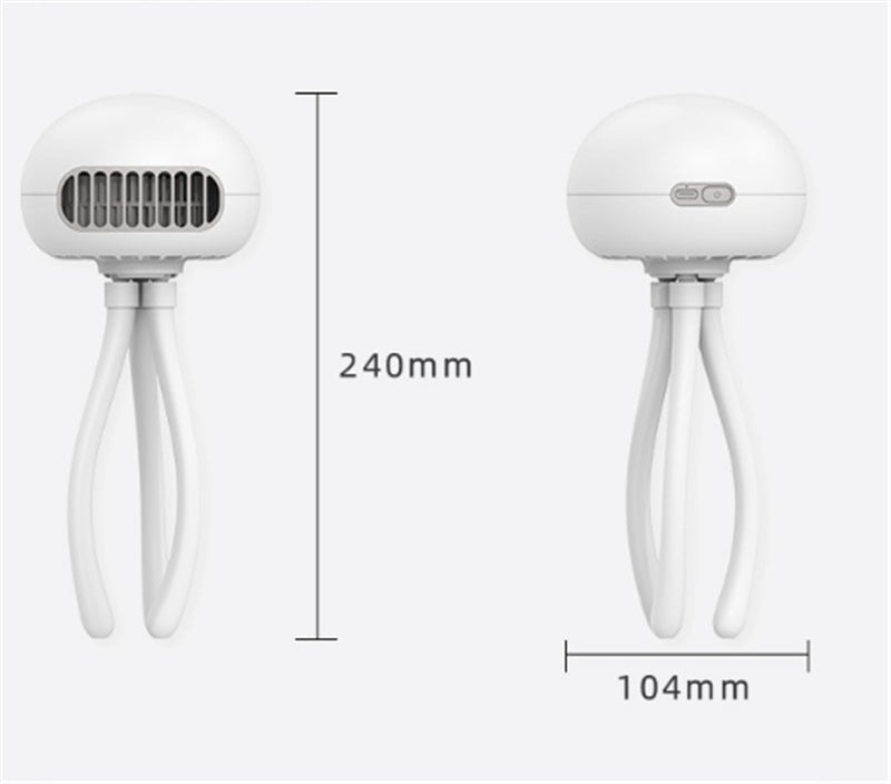 BTN Jellyfish Octopus Baby Stroller Fan – Portable Electric Fan with Flexible Stand - Baby Time Now