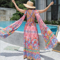 BTN Women’s Floral Large Hem Dress – Elegant Red Maxi Style in Sizes M–XXL - Baby Time Now